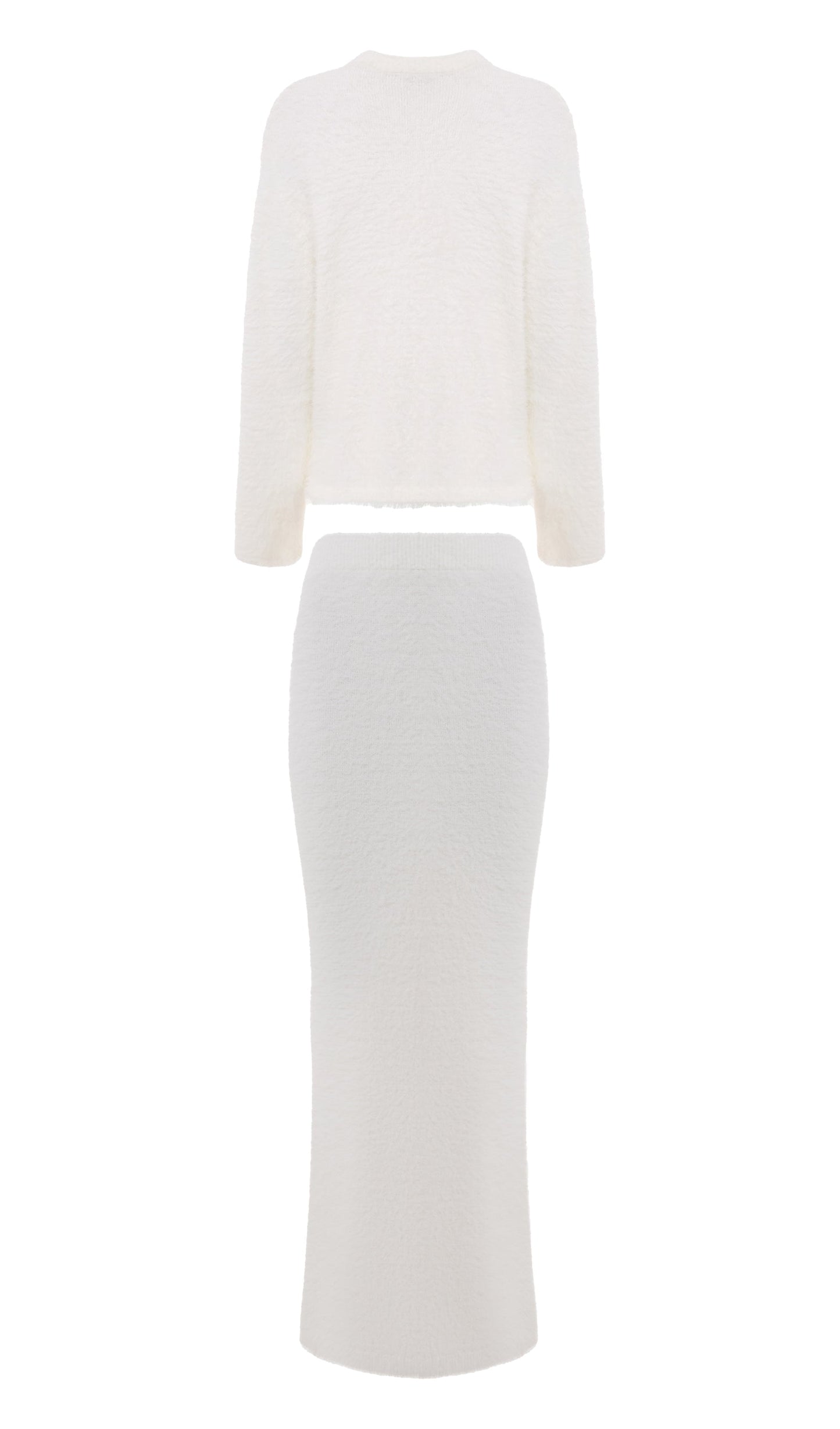 Conjunto de cárdigan de punto esponjoso y falda larga