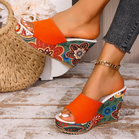 Laerke - Floral Print Wedge Sandal