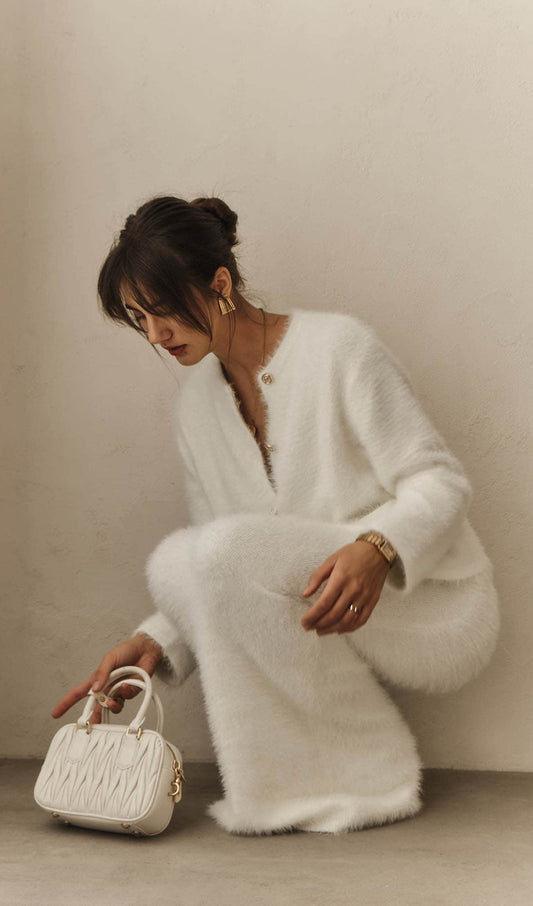 Fluffy Knitted Cardigan & Maxi Skirt Set