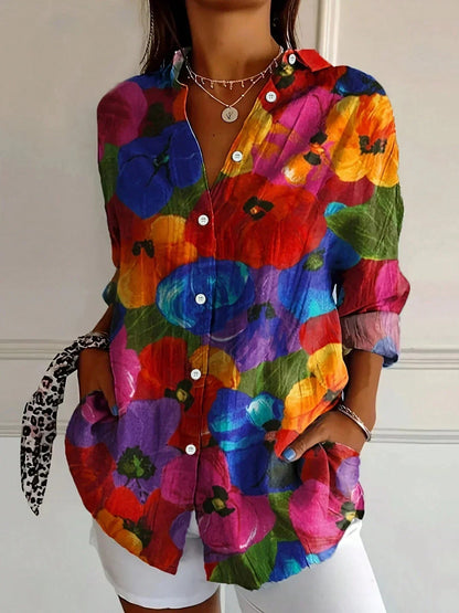 Tzufit - Elegant Long Sleeve With Colorful Pattern Shirt