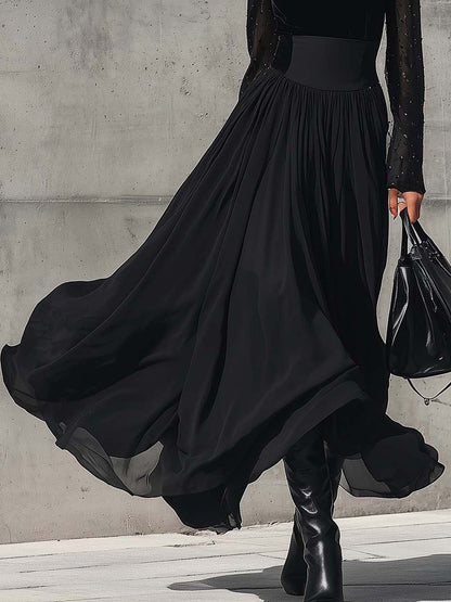 Black Velvet Panel Beaded Mesh Maxi Dress